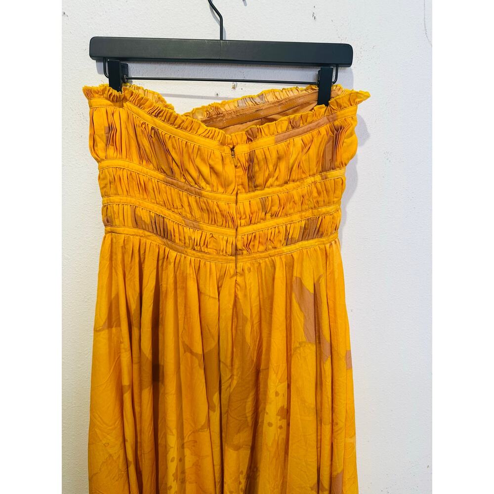 SLATE & WILLOW Yellow Orange Sunset Floral Strapless Pleated Dress size 10 - Picture 12 of 16
